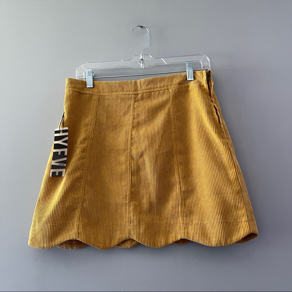 NWT HYFVE Yellow Corduroy Mini Skirt Size Large